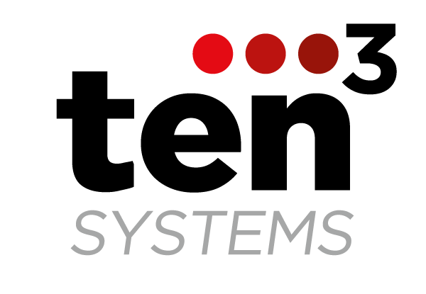 company logo; it is the word ten with three dots and the number 3 in superscript, with the word systems underneath. we really struggled with just picking a style let alone all the subtle variations anyway I almost forgot the 3 dots are different shades of red and the text is black